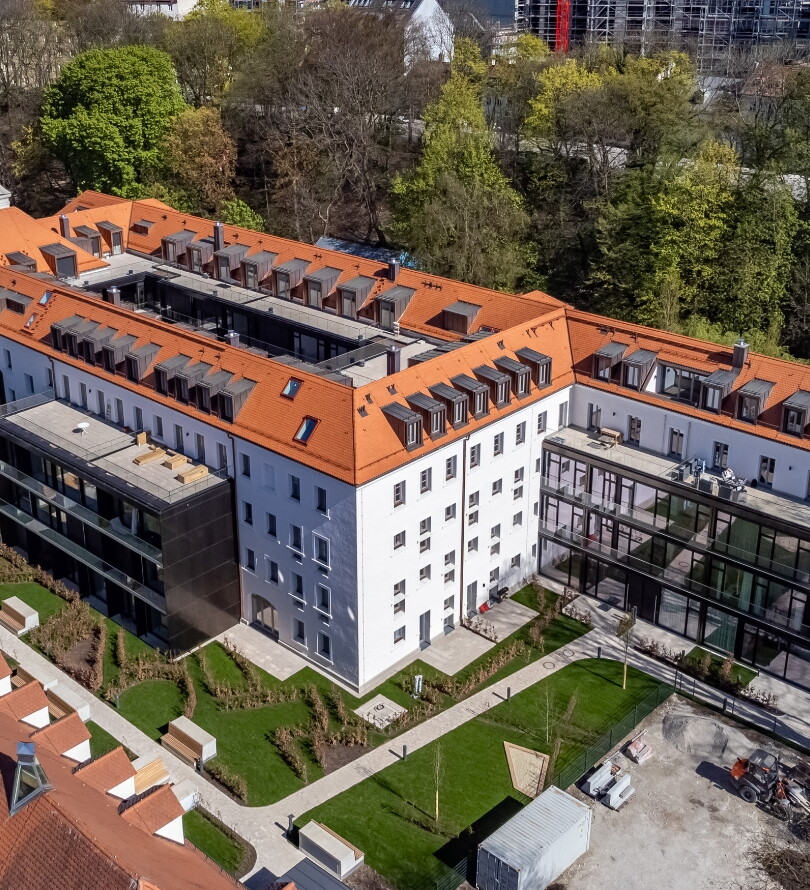 Luftaufnahme Innenhof Luxusimmobilie München