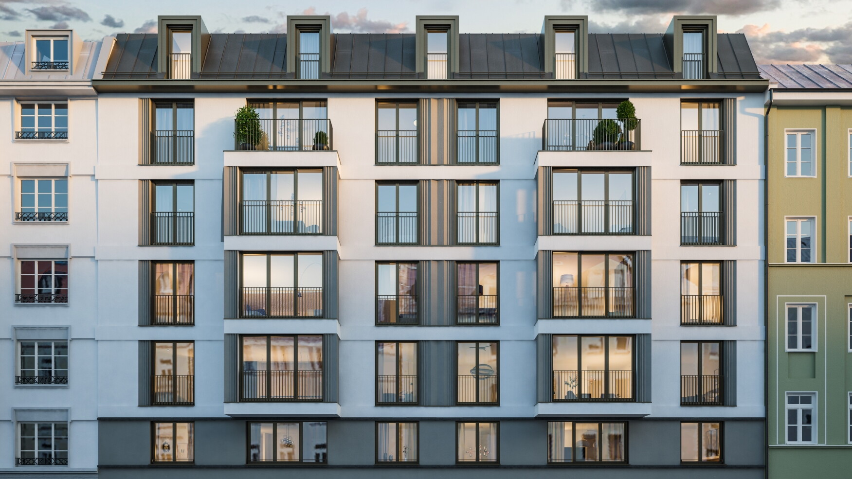 MAX HÖFE – Fassadenansicht Neubauprojekt Türkenstraße Maxvorstadt